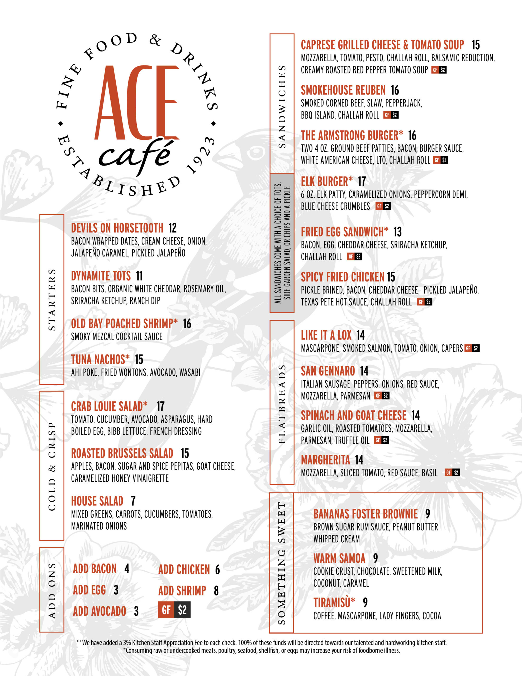 Ace Café Menu