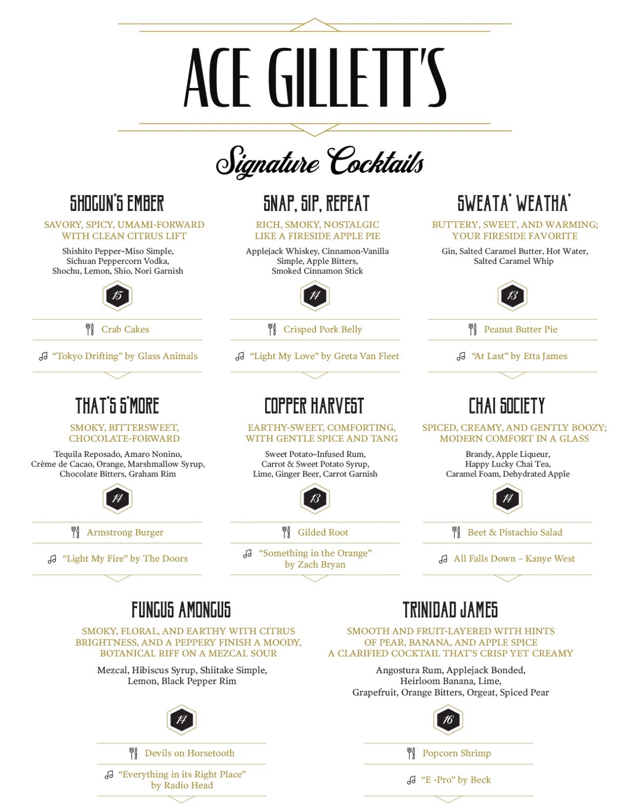 Ace Gillett's Signature Cocktails